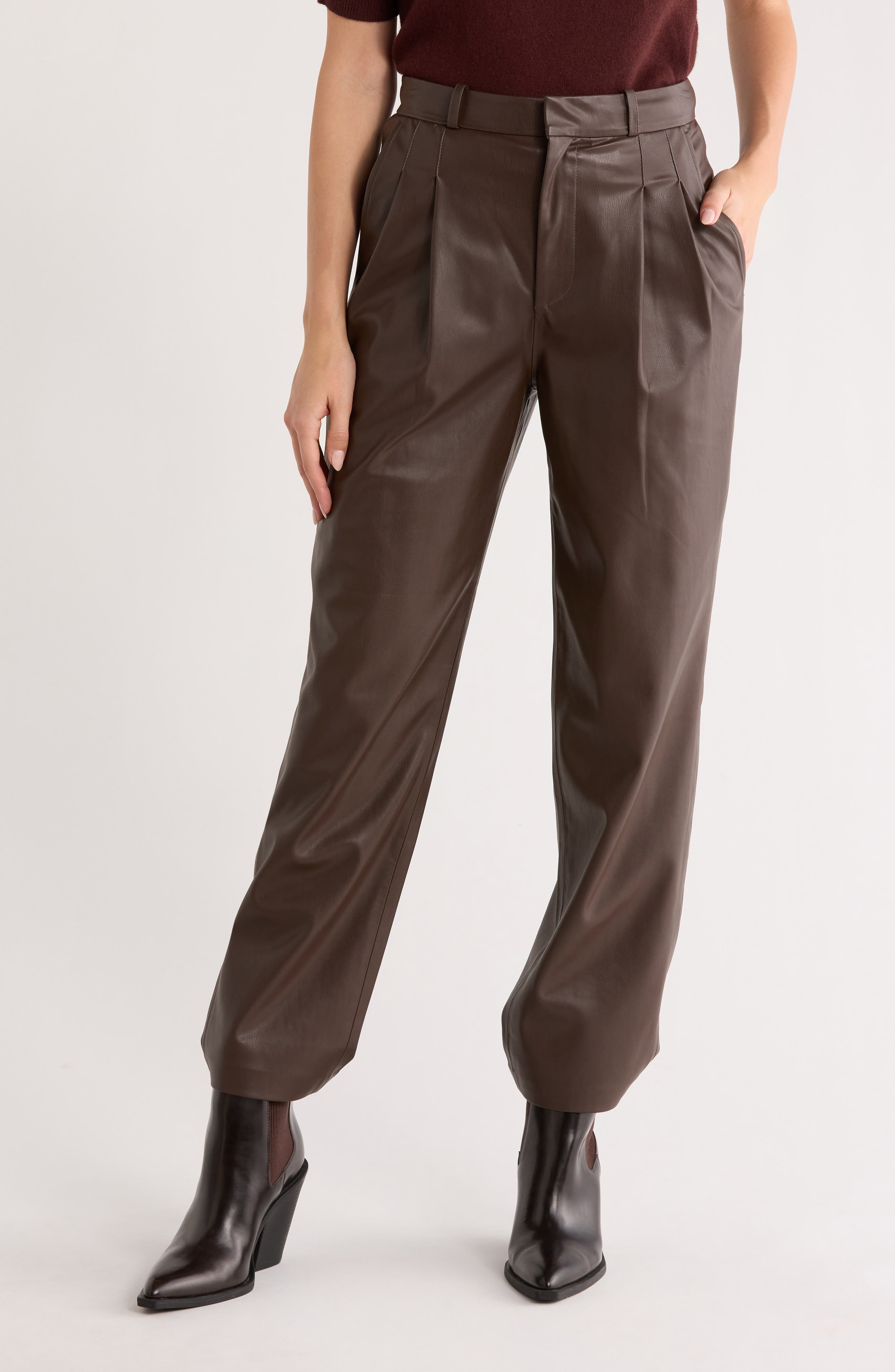 AG Kate Pleated Front Faux Leather Pants