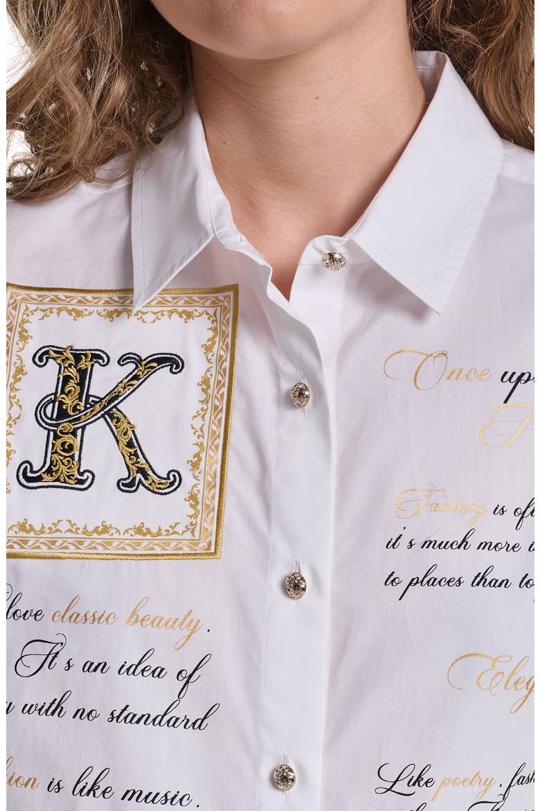 Graphic Cotton Button Up Shirt, Alternate, color, WHITE