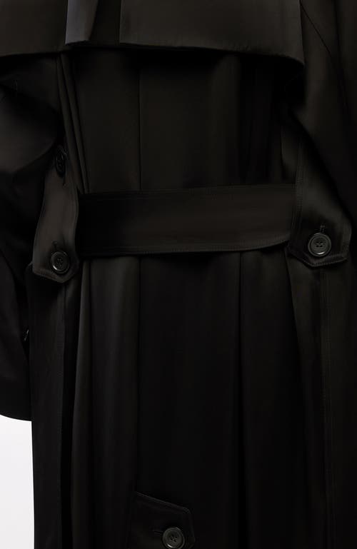 Another Tomorrow Satin Soft Trench In Black