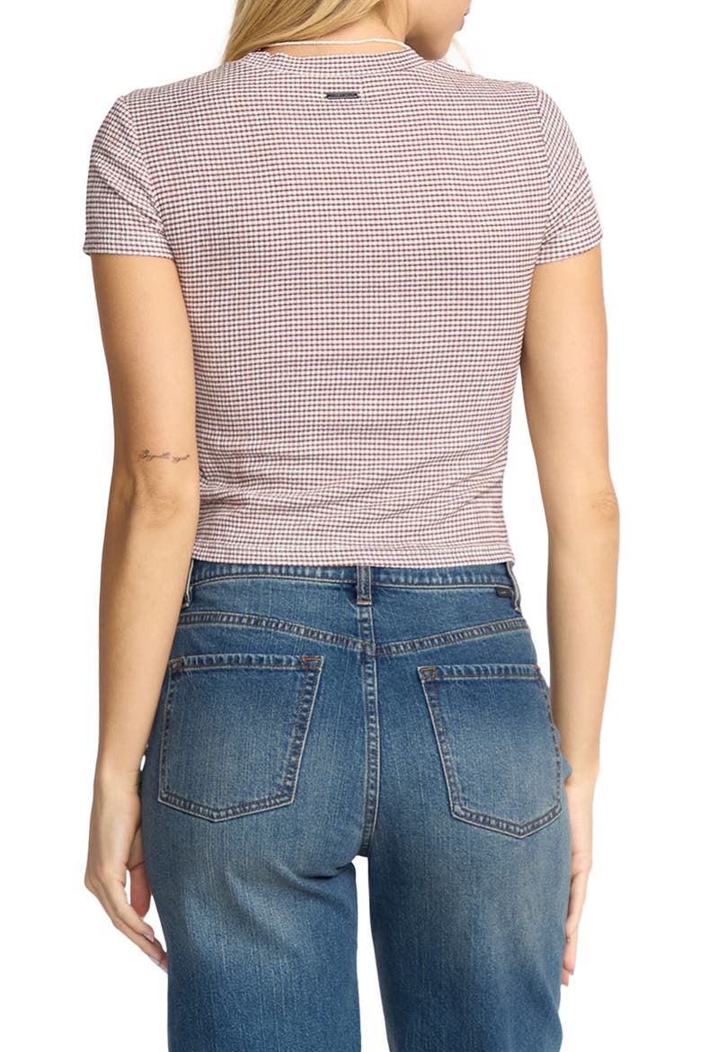 Checked Out Gingham Crop Seersucker T-Shirt, Alternate, color, ESPRESSO