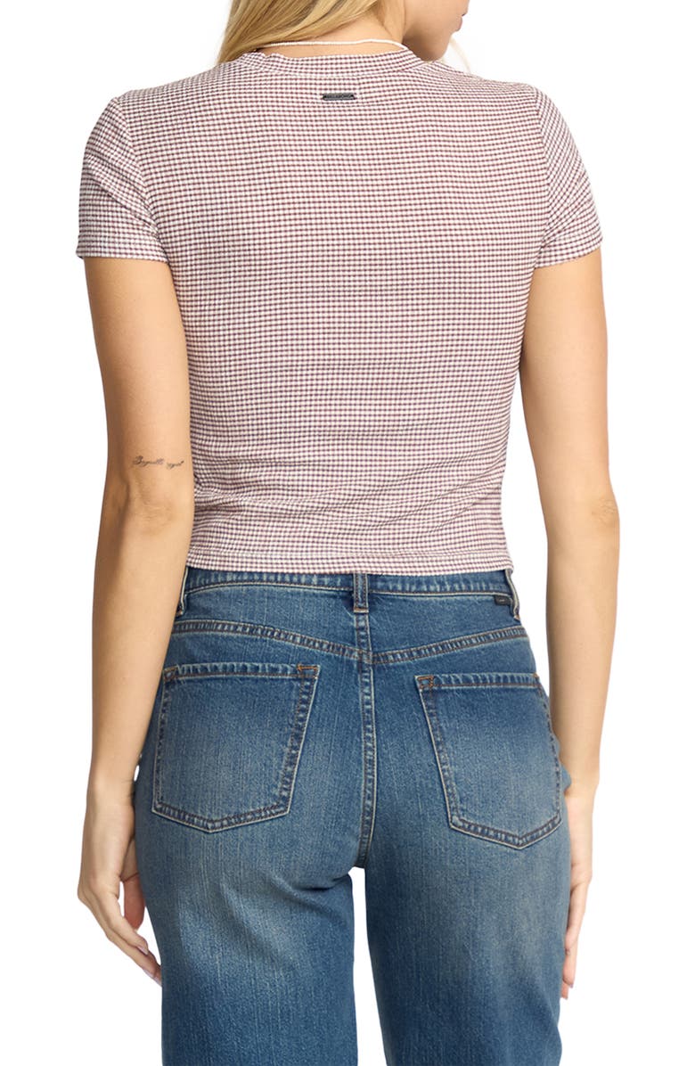Billabong Checked Out Gingham Crop Seersucker T-Shirt, Alternate, color, Espresso