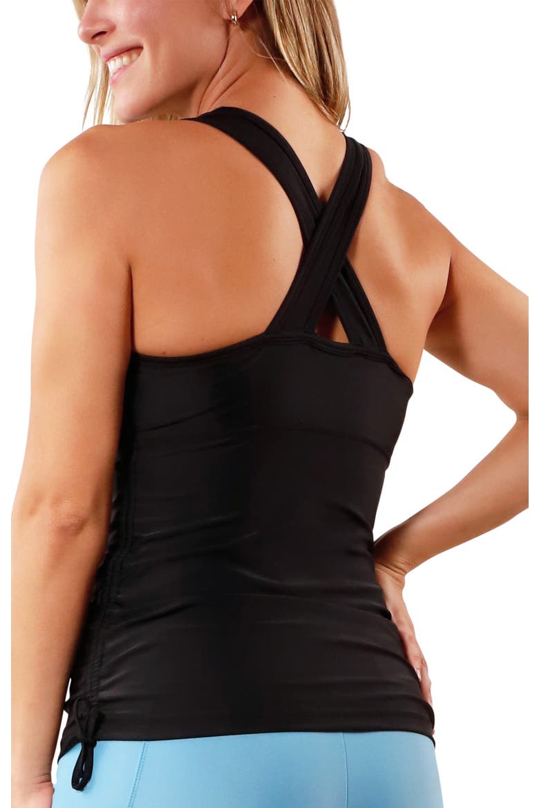Ruched Tank Top, Alternate, color, Black