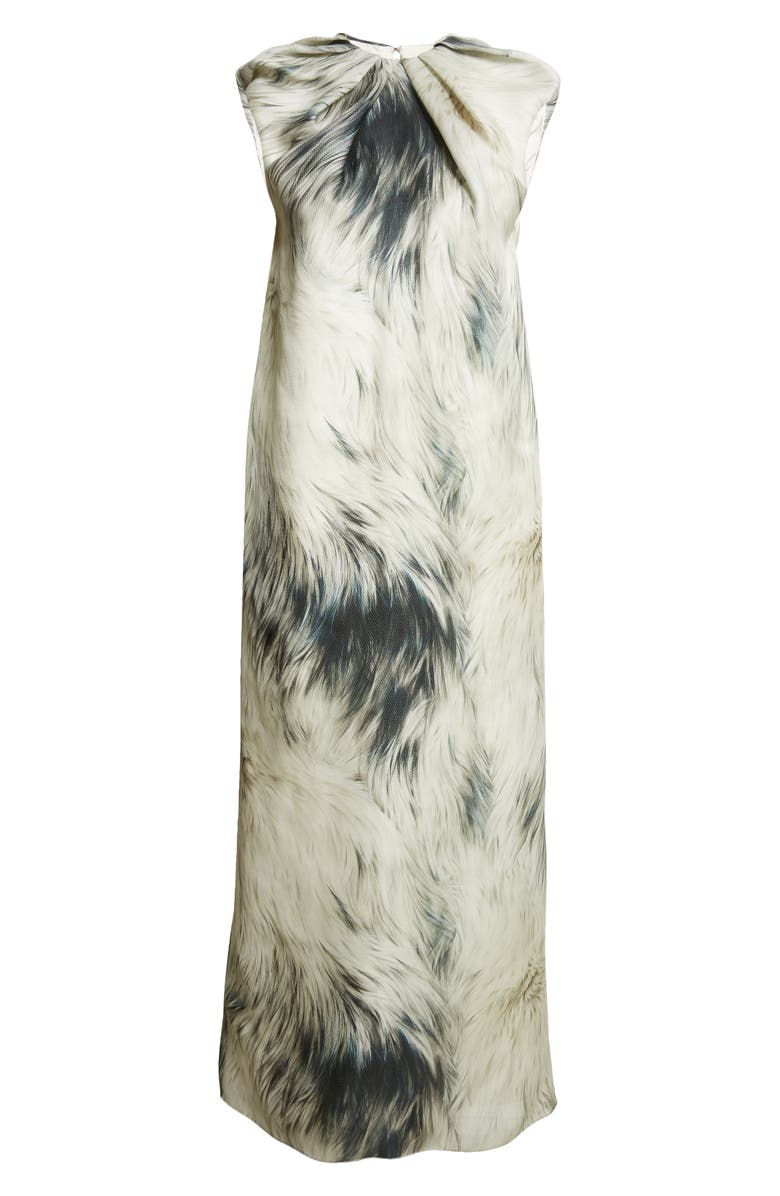 Brandon Maxwell The Margaux Fur Print Sleeveless Silk Maxi Dress, Alternate, color, Grey/ Ivory Fur Print