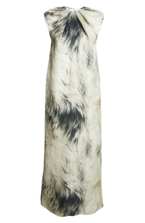 Brandon Maxwell The Margaux Fur Print Sleeveless Silk Maxi Dress In Multi
