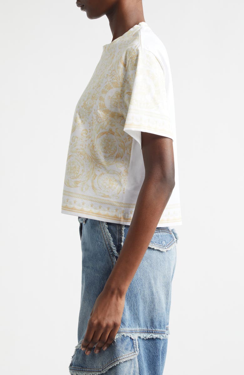 Versace Barocco Cotton Jersey T-Shirt, Alternate, color, Washed Out Gold