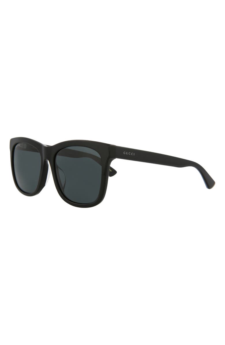 Gucci 56mm Square Sunglasses, Alternate, color, Black Black Grey
