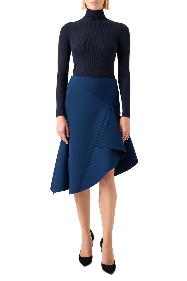Cashmere & Silk Rib Funnel Neck Sweater, Alternate, color, DARK NAVY