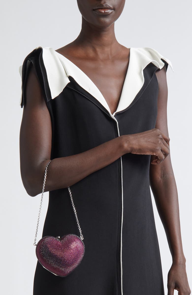 JUDITH LEIBER COUTURE Lamour Petite Coeur Heart Clutch, Alternate, color, Silver Amethyst