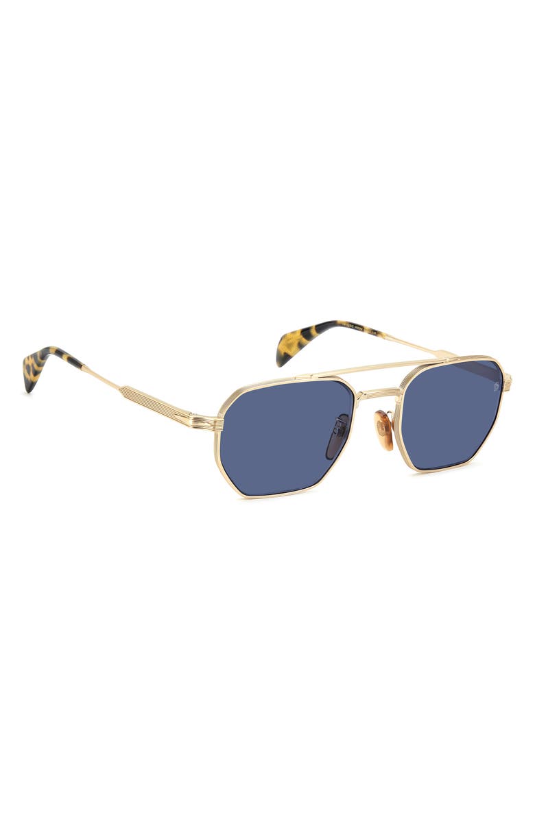 David Beckham Eyewear 52mm Navigator Sunglasses, Alternate, color, Gold Honey Havana/ Blue Avio