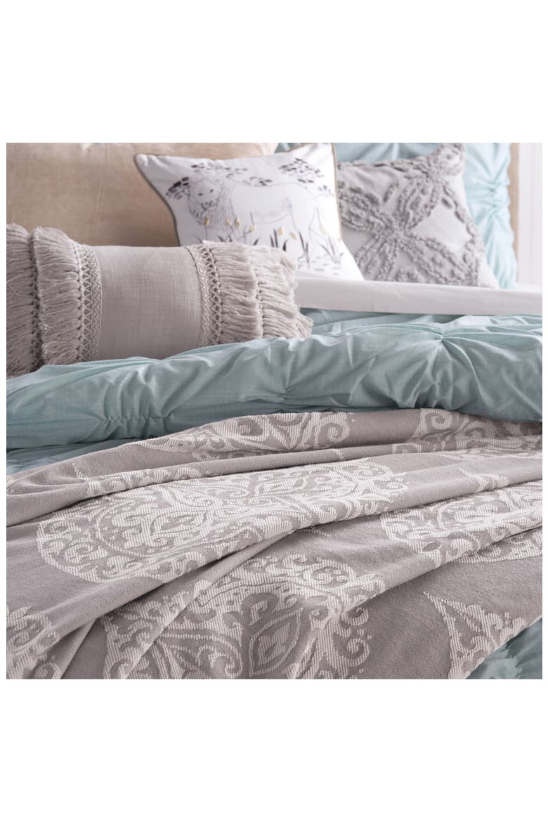 Damask Blanket, Alternate, color, GREY