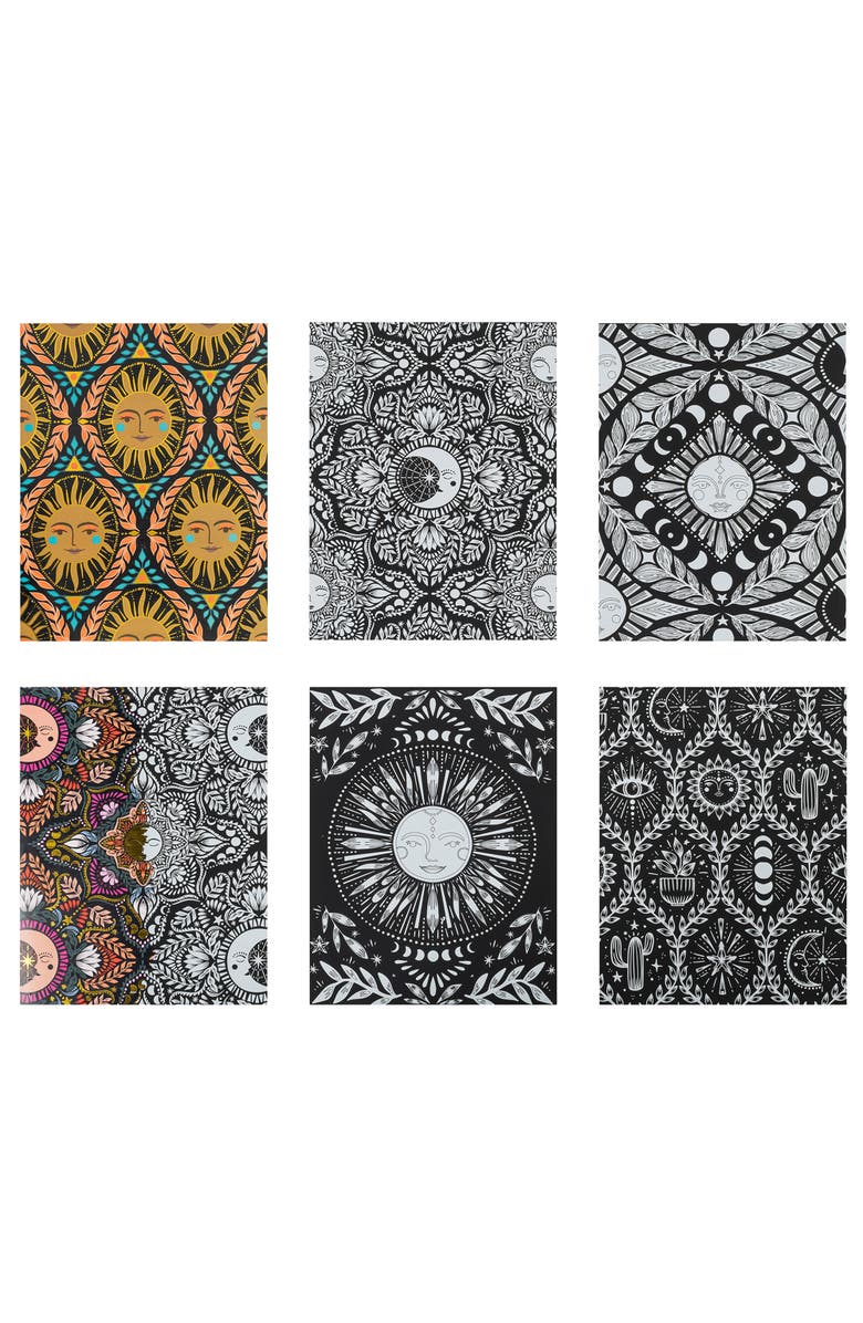 Brea Reese Scratch Art Paper Pad Moon & Sun 6 Designs, Alternate, color, Multicolored