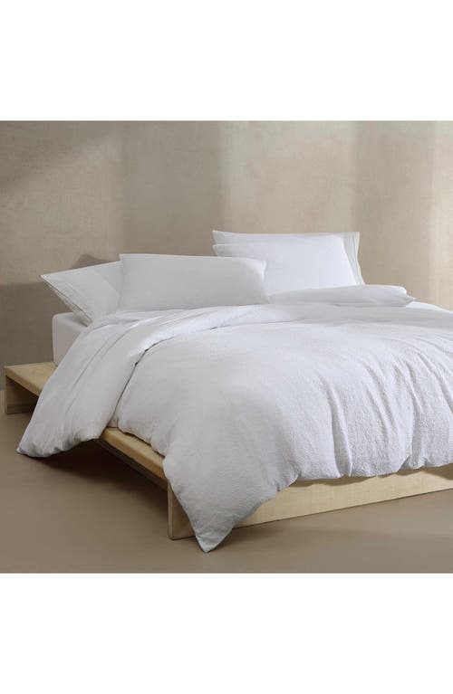 Calvin Klein Seersucker 3 Piece Duvet Cover Set, King In White