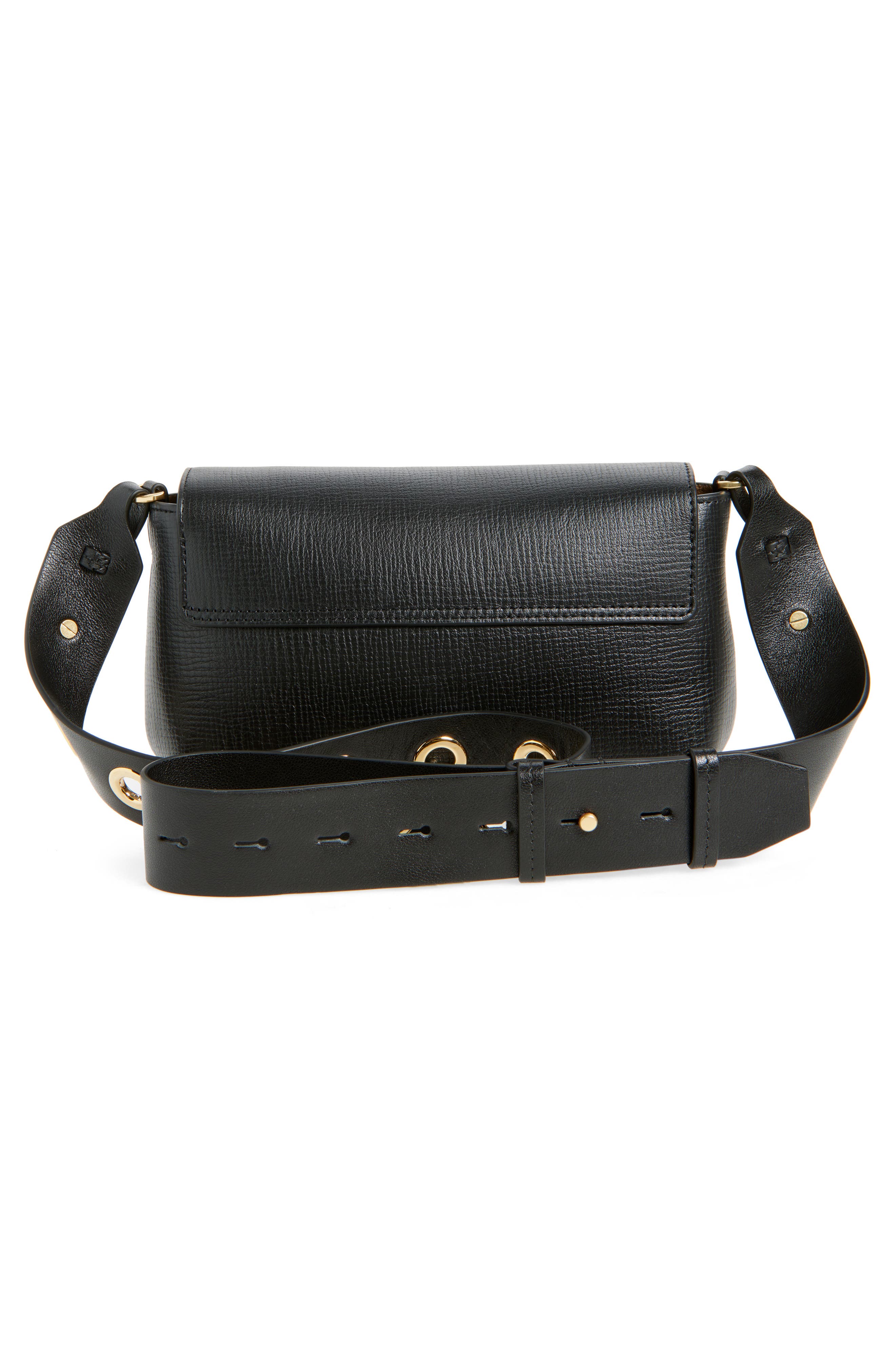 Anya Hindmarch Mortimer Eyelet Strap Leather Crossbody Bag, Alternate, color, Black
