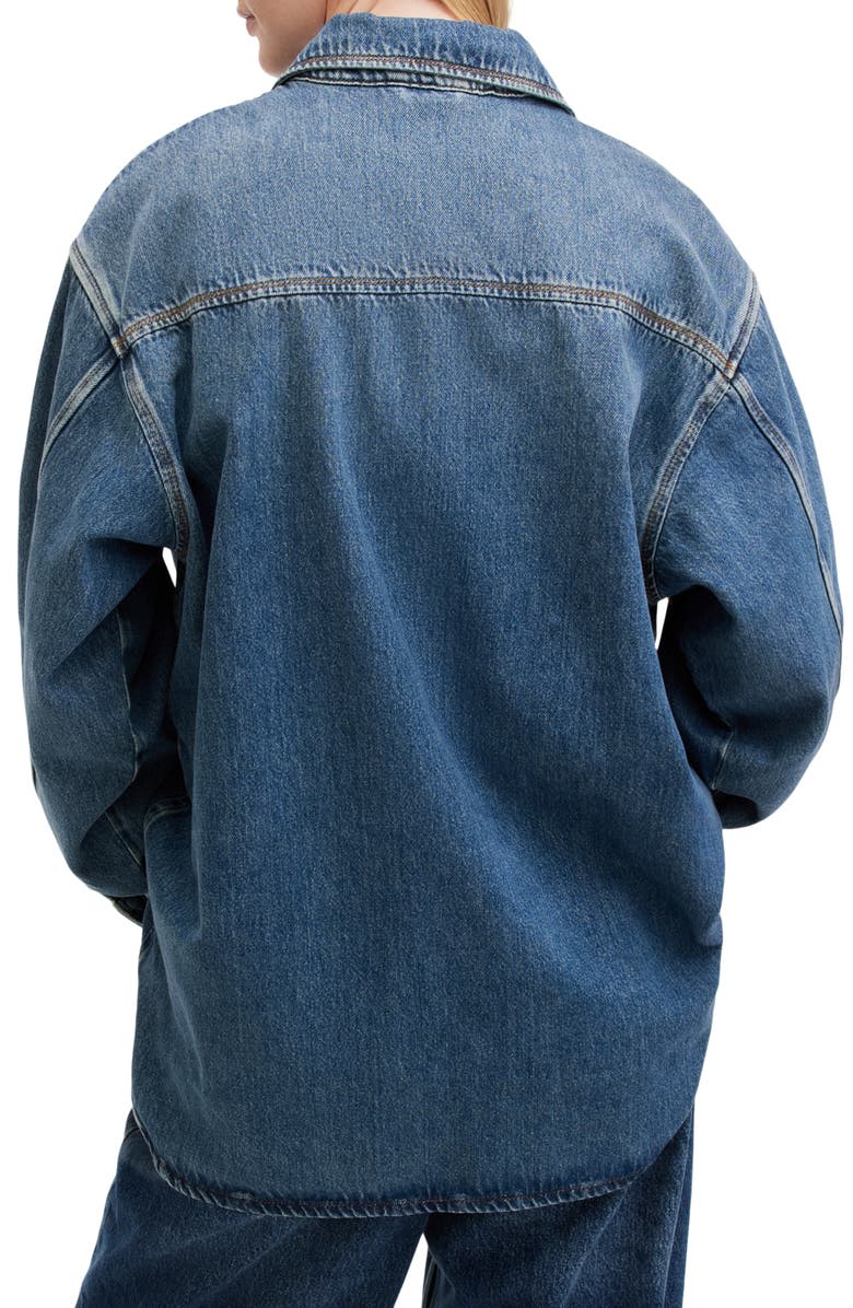 AllSaints Alba Oversize Denim Button-Up Shirt, Alternate, color, 