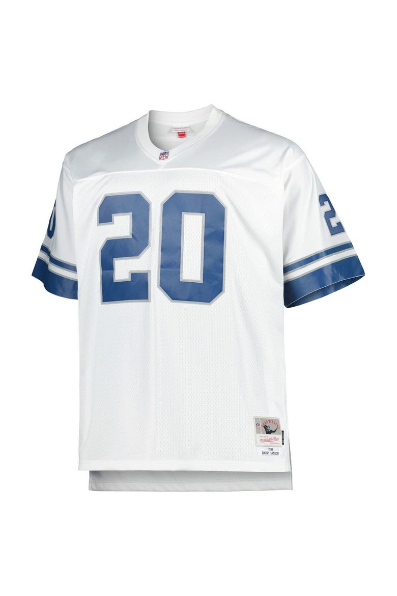 Men's Mitchell & Ness Barry Sanders White Detroit Lions Big & Tall 1996 Retired Player Replica Jersey, Alternate, color, White