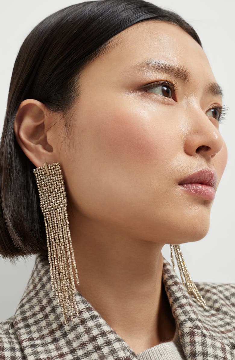 Brunello Cucinelli Frayed earrings, Alternate, color, Light Gold