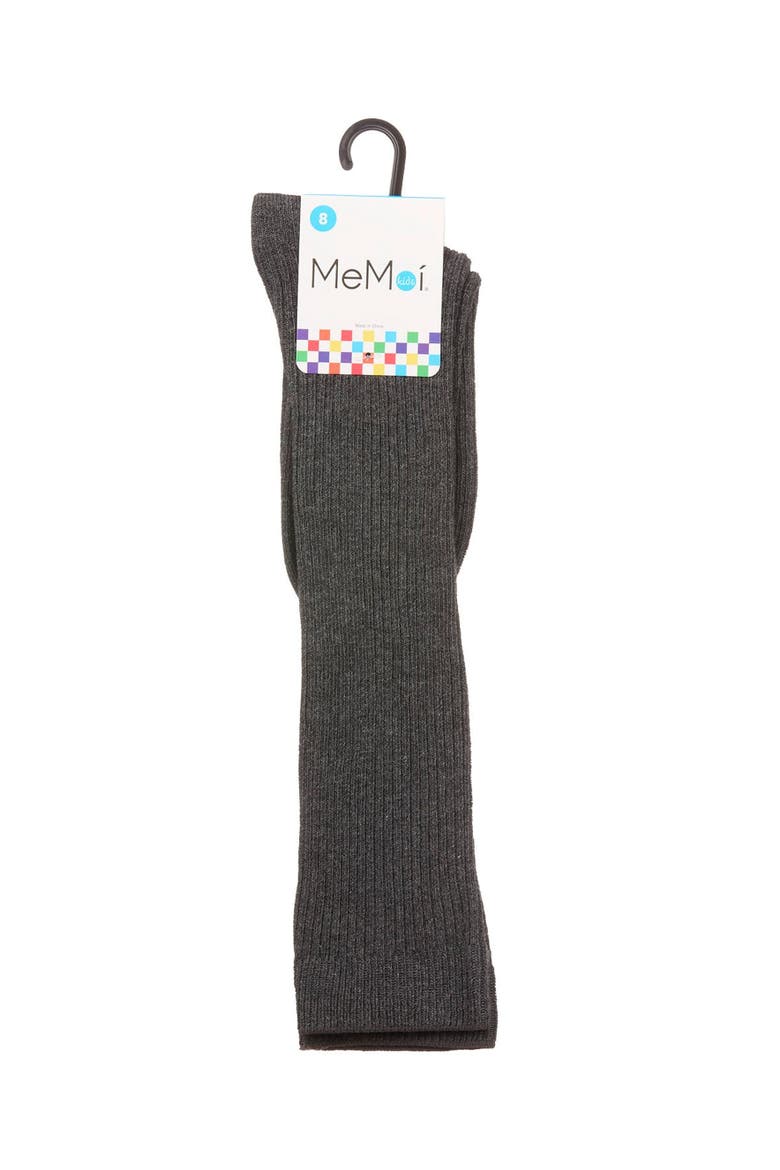 Thin Ribbed Girls Cotton Blend Knee High Sock, Alternate, color, Charcoal