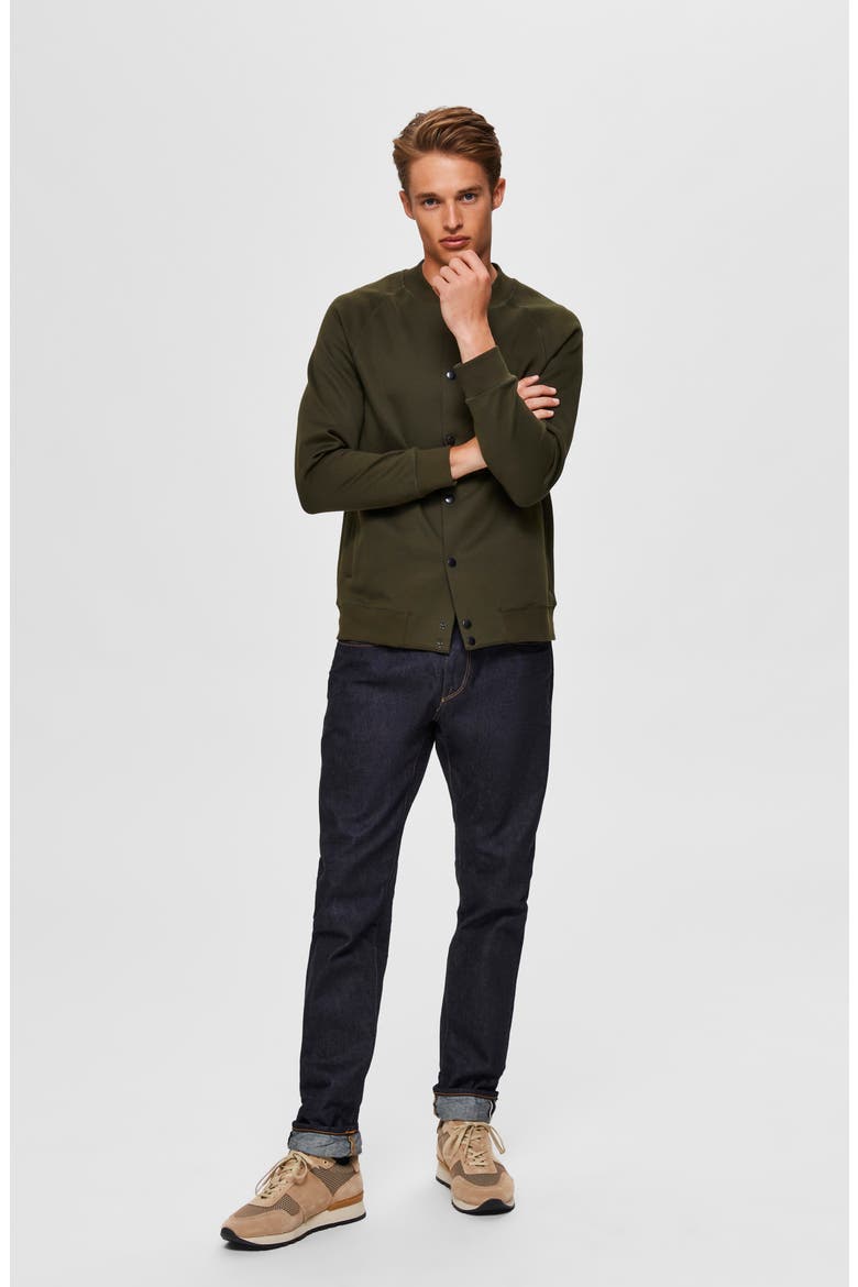 Shayne Cotton Blend Bomber Jacket, Alternate, color, FOREST NIGHT