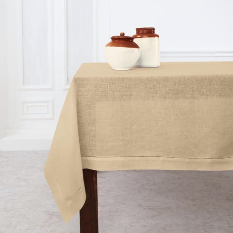 Linen Table Throw - Classic Hemstitch
