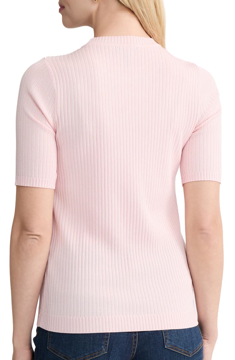 Jones New York Sutton Crewneck Short Sleeve Sweater, Alternate, color, Petal Pink