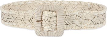 Sam Edelman Woven Raffia & Leather Belt | Nordstrom display picture 2
