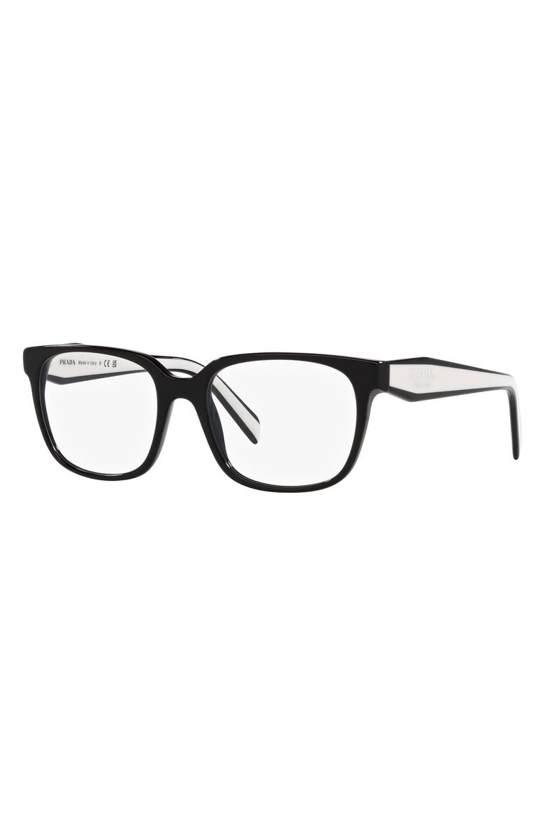 Prada 54mm Rectangular Optical Glasses, Alternate, color, Black