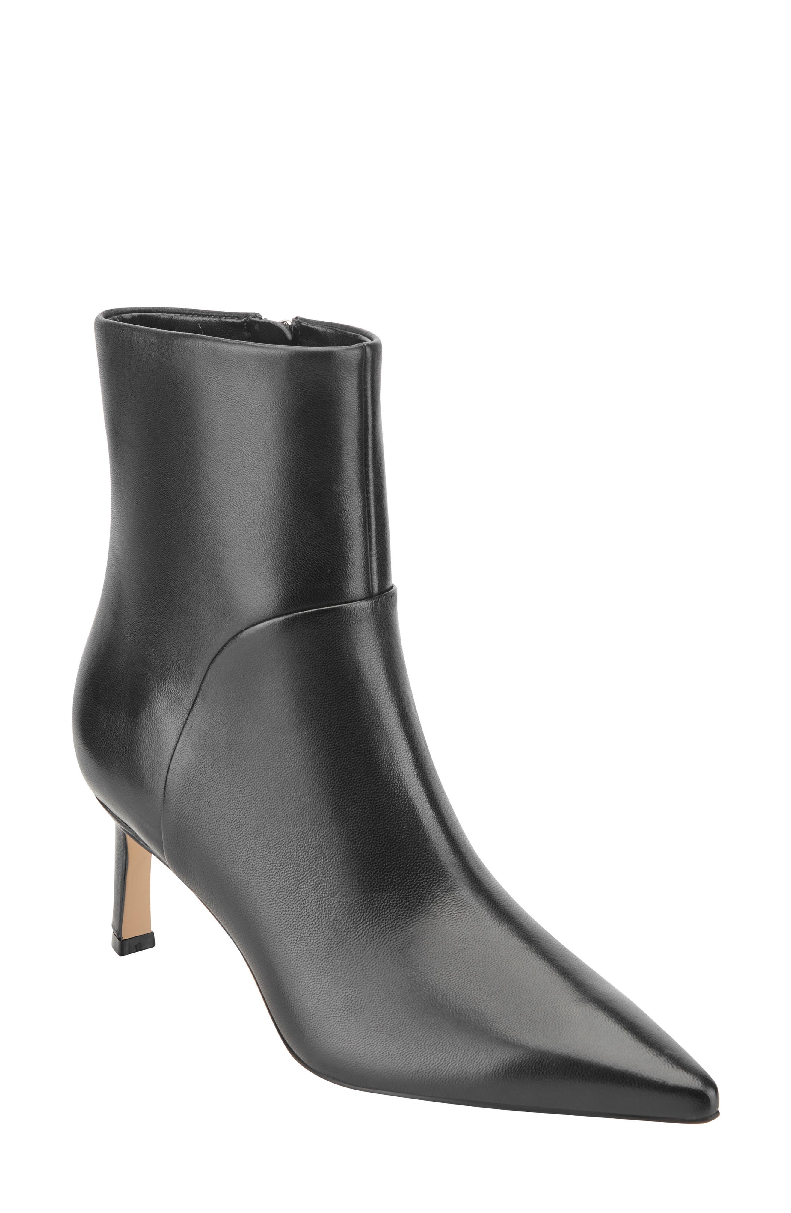 Sasha Pointed Toe Bootie, Main, color, BLACK SMOOTH LEATHER
