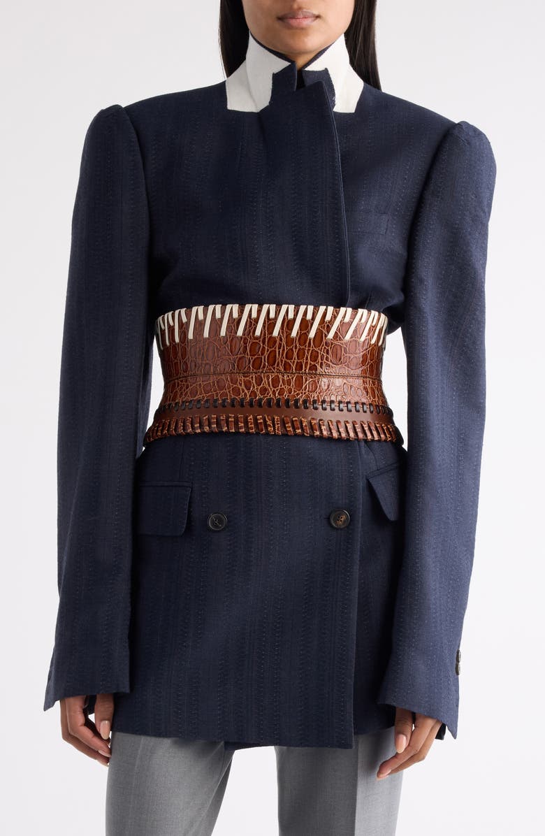 Dries Van Noten Whipstitch Leather Corset Belt, Alternate, color, Tan 712