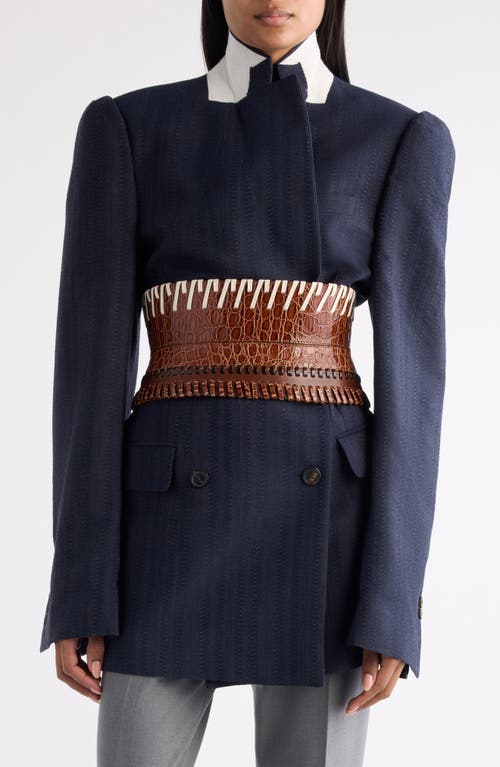 Dries Van Noten Whipstitch Leather Corset Belt In Brown
