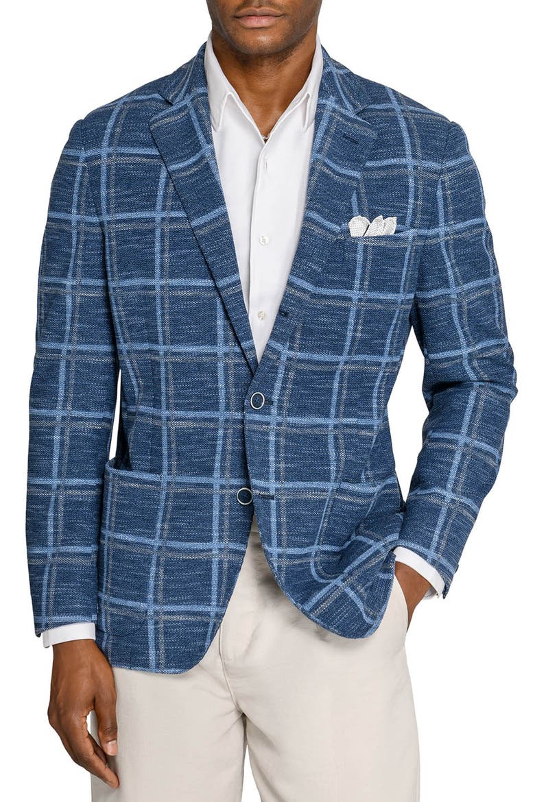 Macon Windowpane Texture Blazer, Main, color, BLUE