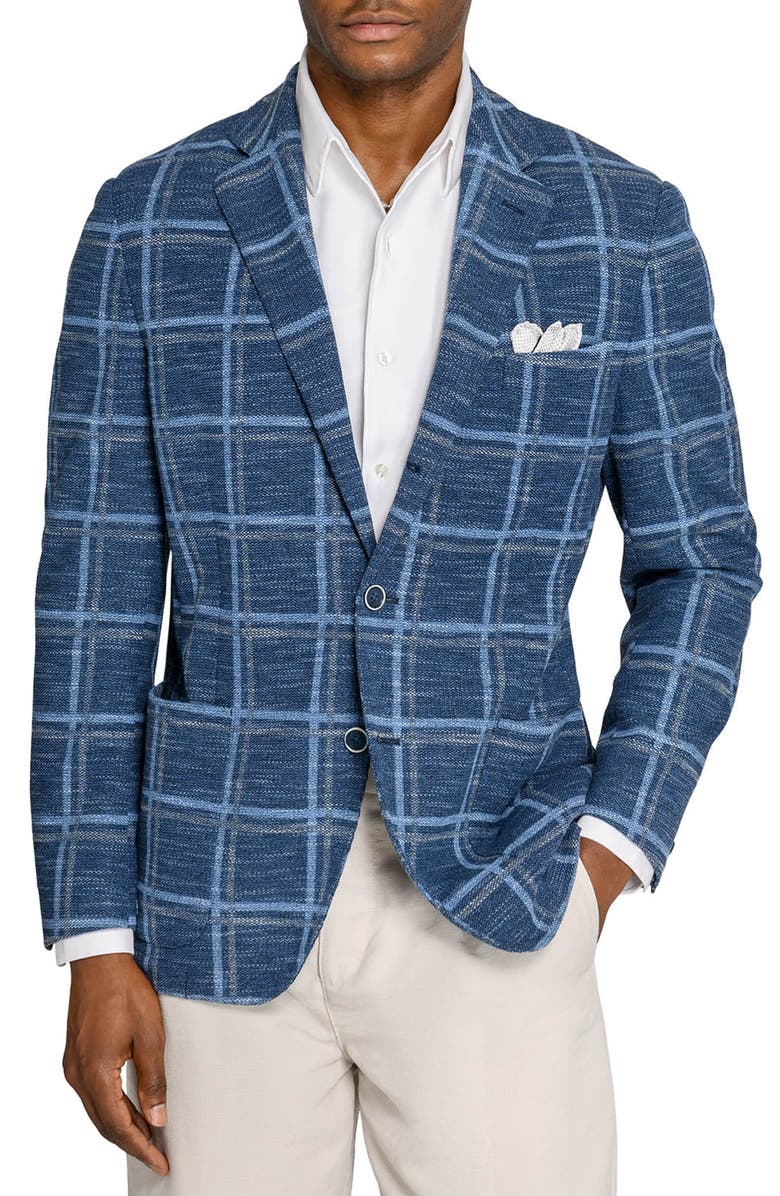 Brooklyn Brigade Macon Windowpane Texture Blazer, Main, color, Blue