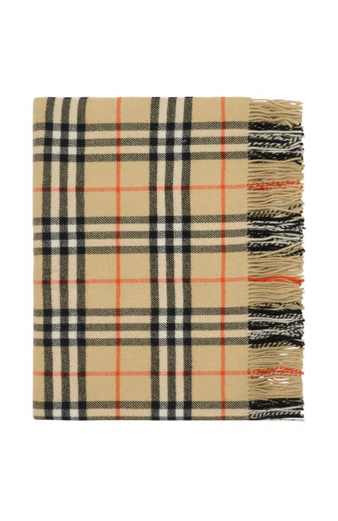 Check Wool Cashmere Blanket