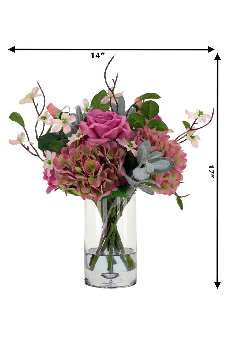 Rose Hydrangea Bouquet, Alternate, color, Light Hot Pink
