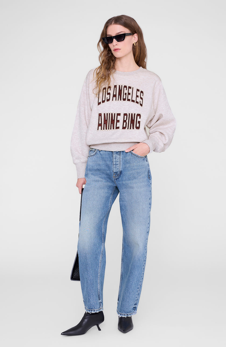 ANINE BING Harry Shrunken LA Sweatshirt, Main, color, Oatmeal Melange