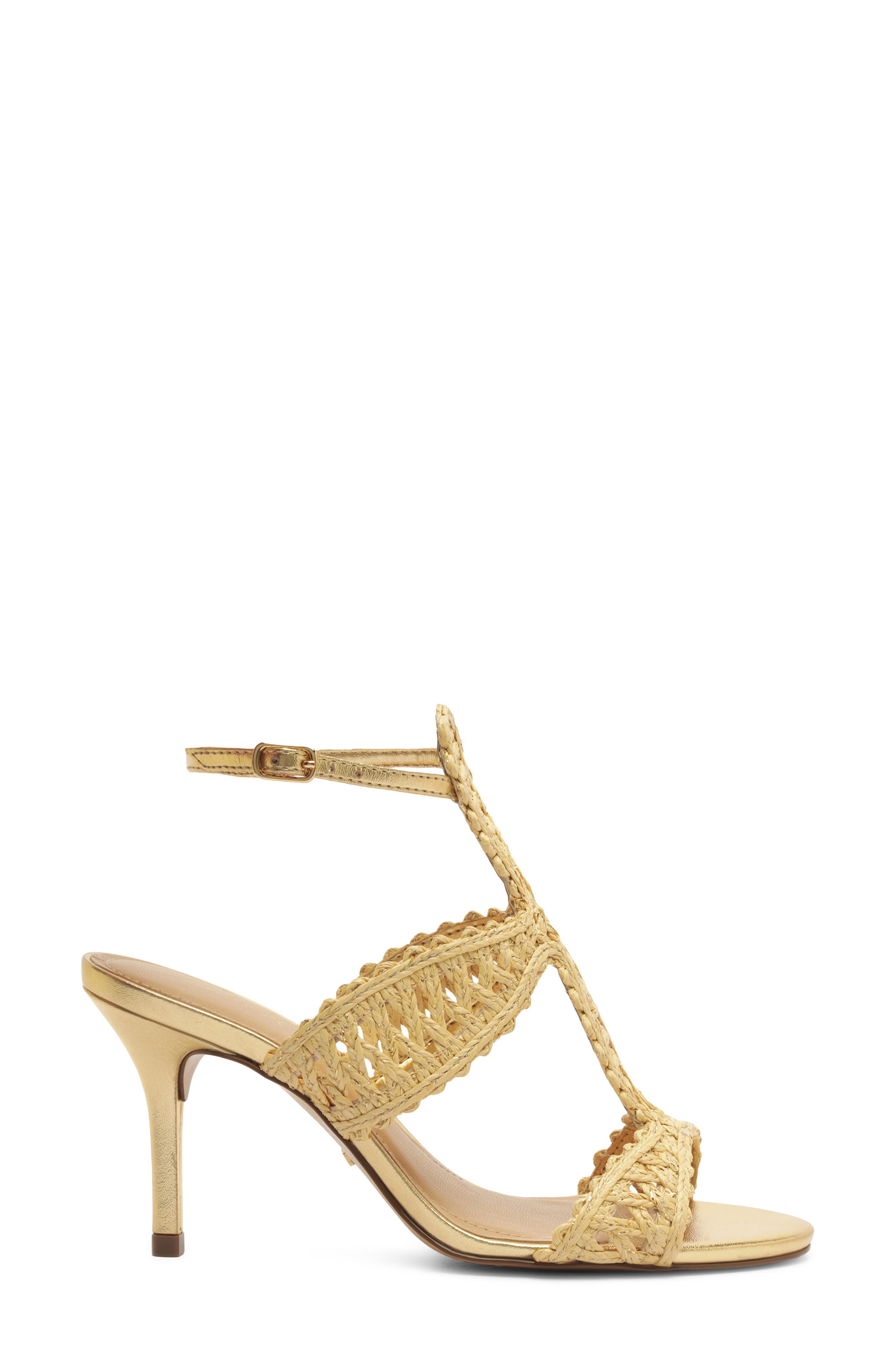 Ciara Ankle Strap Sandal, Alternate, color, BEIGE KNIT/ GOLD
