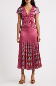 FARM Rio Nikita Winter Embroidered V-Neck Maxi Dress