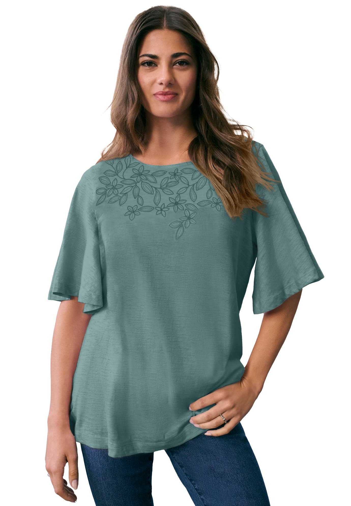 MINT EMBROIDERED FLOWERS