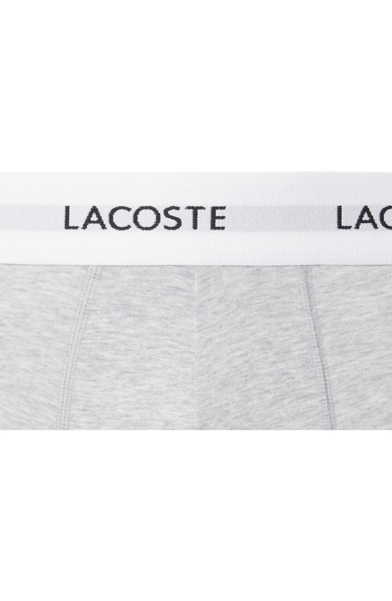 Lacoste Assorted 3-Pack Core Essentials Trunks, Alternate, color, Nua Black/ White-Silver Chine