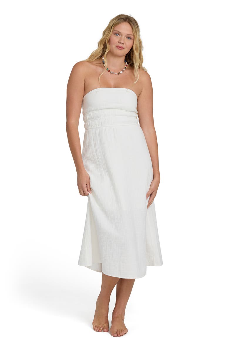 Billabong In The Sky Strapless Midi Dress, Alternate, color, Salt Crystal