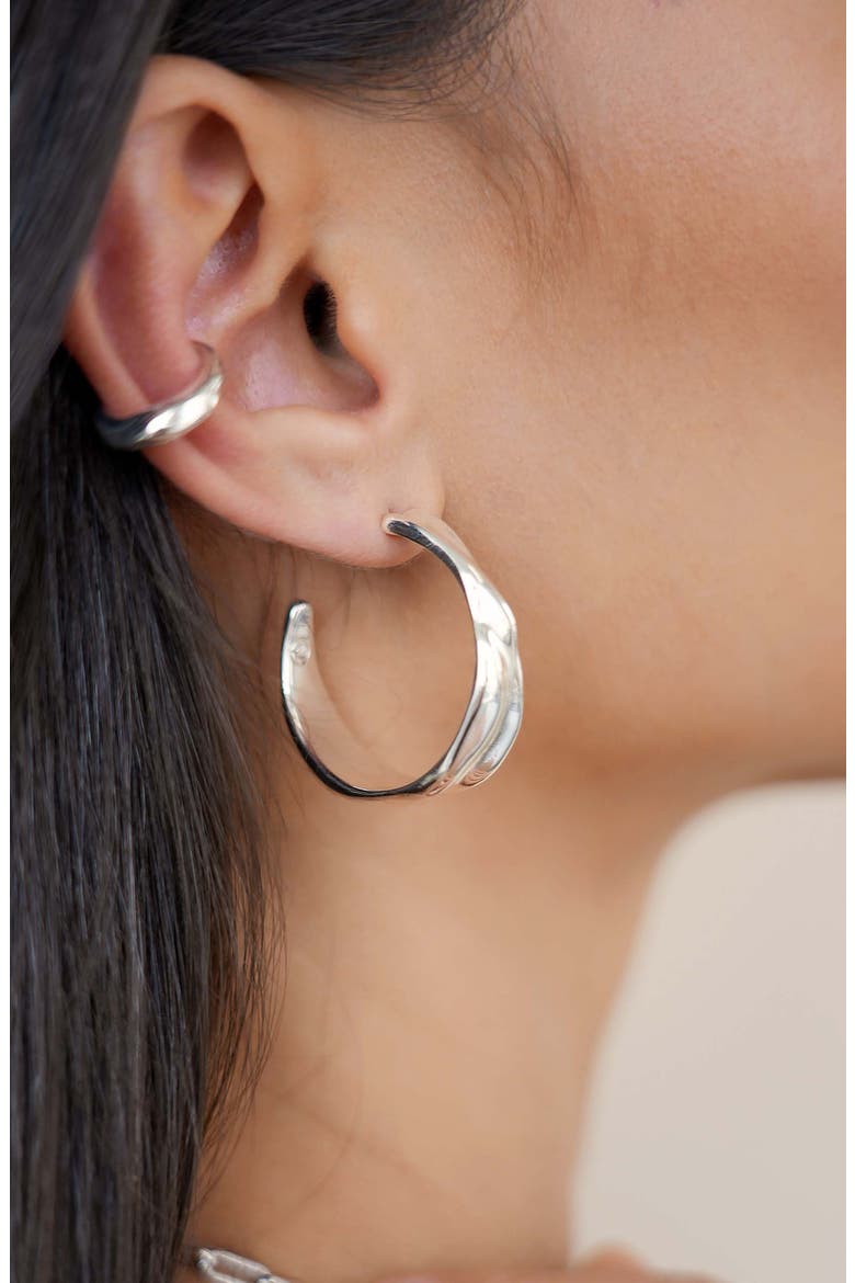 Liquid Luxe Hoop Earrings, Alternate, color, SILVER