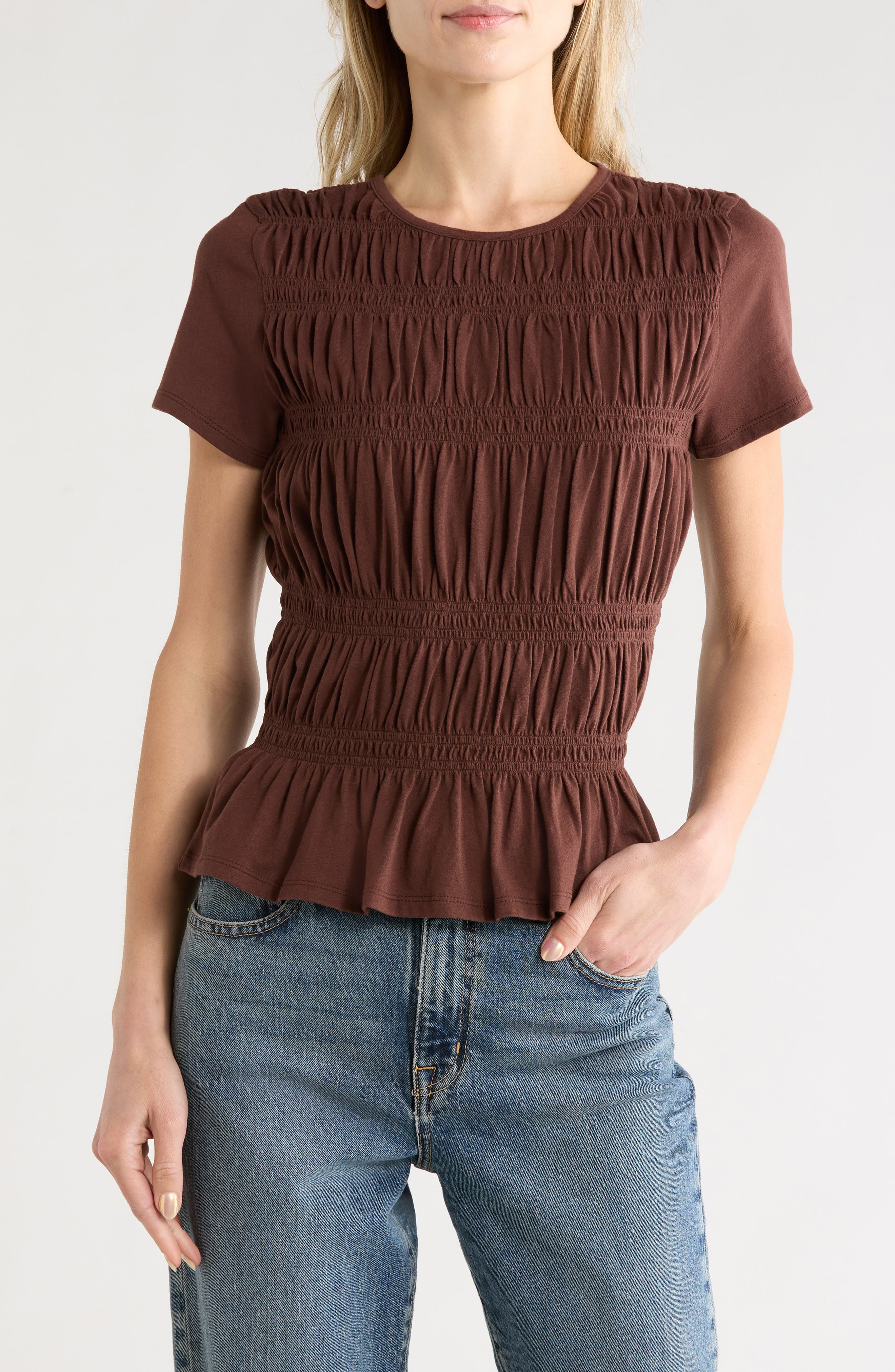 Short Sleeve Smocked T-Shirt