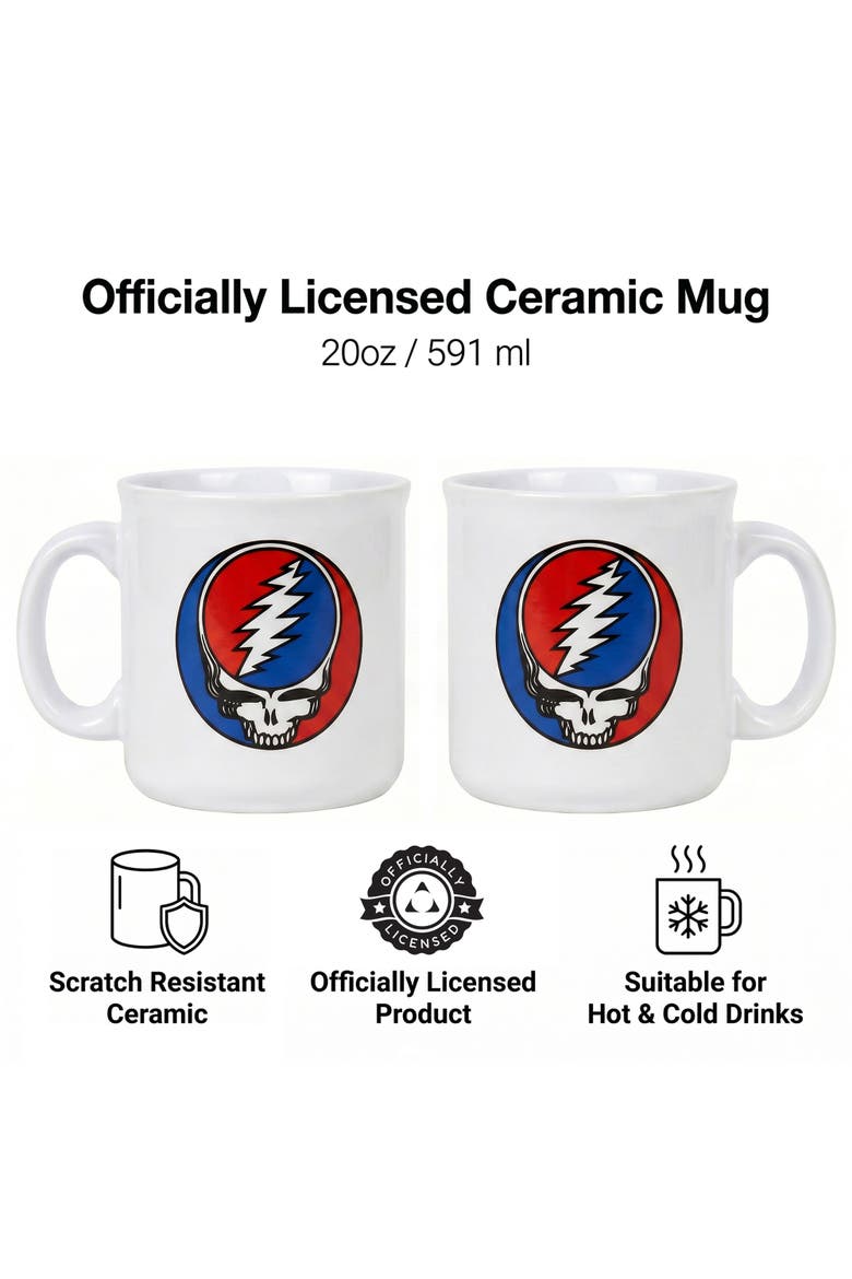 20 oz Grateful Dead Skull Logo Ceramic Camper Mug, Alternate, color, Multicolored