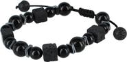 Trafalgar Flint Beaded Stone and Metallic Adjustable Bracelet