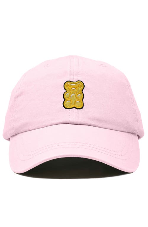 Dalix Yellow Gummy Embroidered Dad Cap In Washed Pink