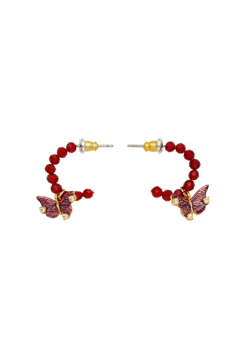 Hera Butterfly Charm Hoop Earrings, Alternate, color, Gold