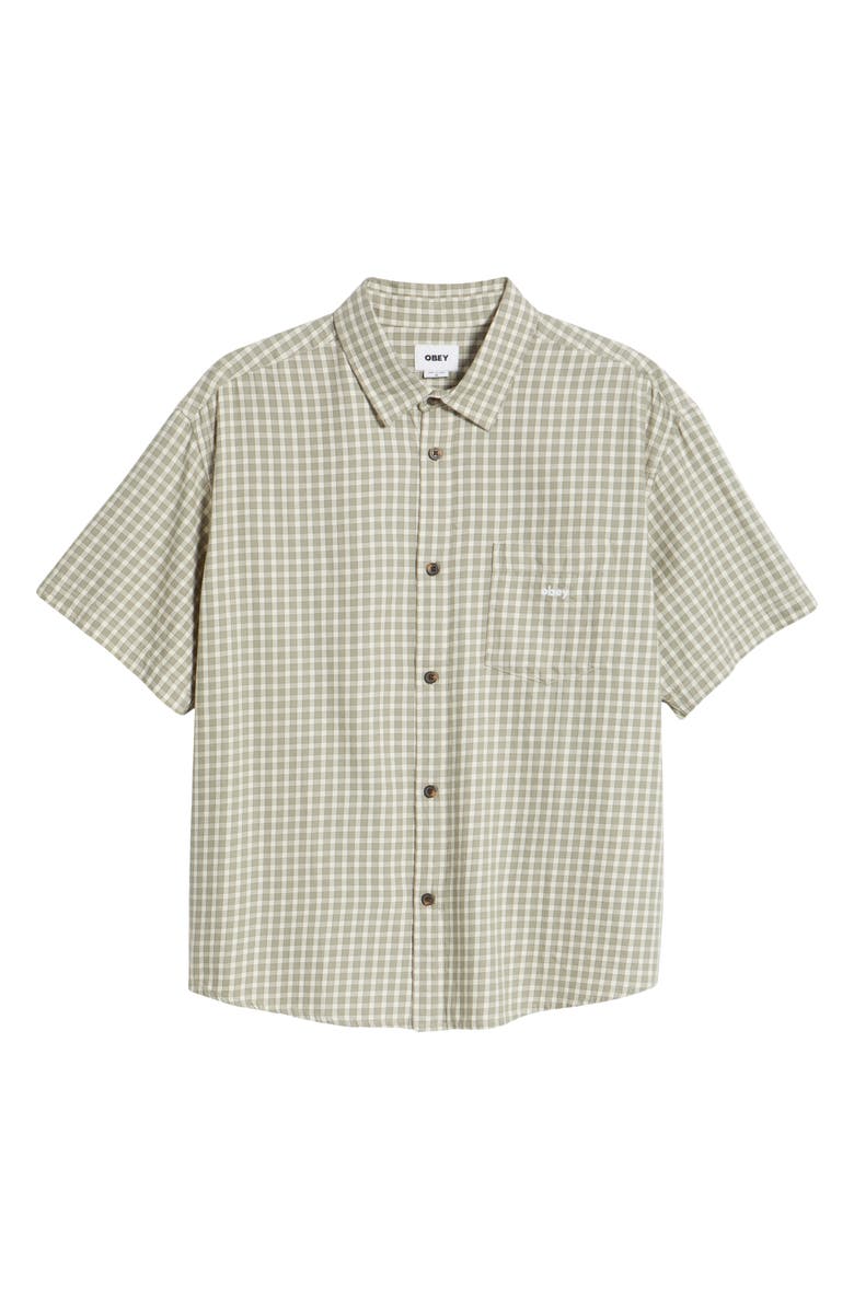 Obey Bigwig Otis Loose Fit Check Short Sleeve Cotton Twill Button-Up Shirt, Main, color, 