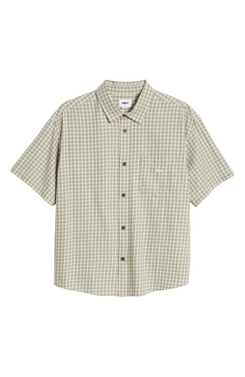 Obey Bigwig Otis Loose Fit Check Short Sleeve Cotton Twill Button-up Shirt In Birch Multi