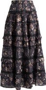 AllSaints Talia Floral Print Ruffle Lace Maxi Skirt