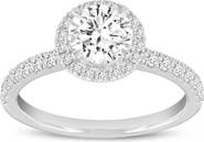 LuvMyJewelry Paloma 14K White Gold Round Cut Lab Grown Diamond Halo Engagement Ring - 1.5 ctw