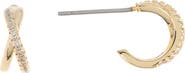 NORDSTROM RACK Gold or Silver-Tone Pave CZ Twist Huggie Hoop Earrings